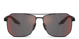 Shop Prada Linea Rossa Logo Signature Pilot Sunglasses in Black online.