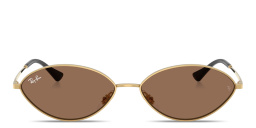 Shop Ray-Ban Kai Unisex Oval Sunglasses in Gold online.