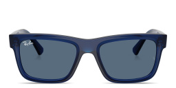 Shop Ray-Ban Junior Kids Rectangle Sunglasses in Transparent Blue online.