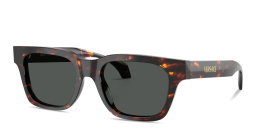 Shop VERSACE Logo Signature Square Sunglasses in Havana online.