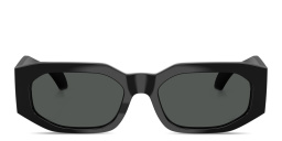 VERSACE Logo Signature Unisex Irregular Sunglasses in Black – Product Photo 1