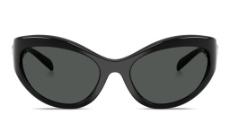 Shop VERSACE Medusa Cat-Eye Sunglasses in Black online.