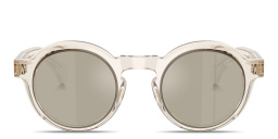 Shop Moncler Aurone Unisex Round Sunglasses in Transparent Shiny Butter online.