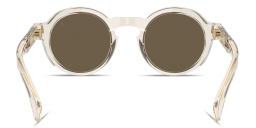 Shop Moncler Aurone Unisex Round Sunglasses in Transparent Shiny Butter online.
