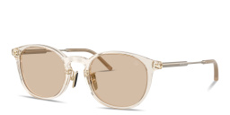 Shop Moncler Barbb Unisex Round Sunglasses in Transparent Beige online.