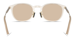Shop Moncler Barbb Unisex Round Sunglasses in Transparent Beige online.