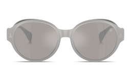 Shop Moncler Auros Unisex Round Sunglasses in Matte Silver online.