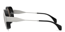 Shop Moncler Auros Unisex Round Sunglasses in Matte Silver online.