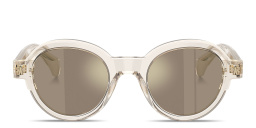 Shop Moncler Rondosa Unisex Round Sunglasses in Transparent Beige online.
