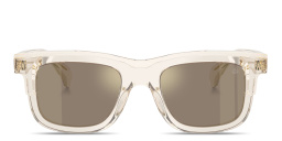 Shop Moncler Claro Unisex Square Sunglasses in Transparent Beige online.