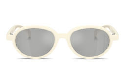 Shop Moncler Caprice Unisex Oval Sunglasses in Beige online.