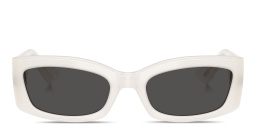 Shop OLIVER PEOPLES Khaite Rectangle Sunglasses in Ecru online.