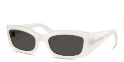 Shop OLIVER PEOPLES Khaite Rectangle Sunglasses in Ecru online.