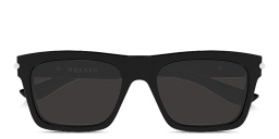 Shop Alexander McQueen Cross Bar Square Sunglasses in Black online.