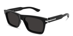 Shop Alexander McQueen Cross Bar Square Sunglasses in Black online.