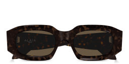 Shop ALAIA Logo Signature Rectangle Sunglasses in Dark Havana online.
