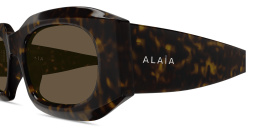 Shop ALAIA Logo Signature Rectangle Sunglasses in Dark Havana online.