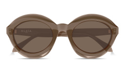 Shop ALAIA Logo Signature Panthos Sunglasses in Transparent Brown online.