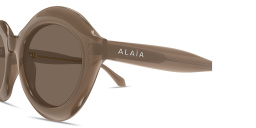 Shop ALAIA Logo Signature Panthos Sunglasses in Transparent Brown online.