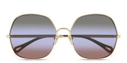 Shop Chloe Engraved Logo Oversized Square Sunglasses in Gold online.