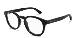 Shop Alexander McQueen Logo Signature Unisex Panthos Eyeglasses in Black online.