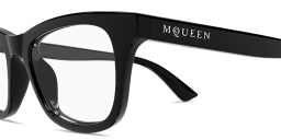 Shop Alexander McQueen Logo Signature Cat-Eye Eyeglasses in Black online.