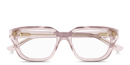 Shop Chloe Logo Signature Rectangle Eyeglasses in Transparent Pink online.