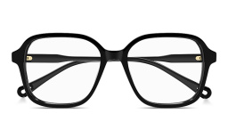 Shop Chloe Logo Signature Square Eyeglasses in Black online.