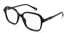 Shop Chloe Logo Signature Square Eyeglasses in Black online.