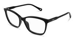 Shop Chloe Logo Signature Wide Rectangle Eyeglasses in Black online.