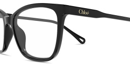 Shop Chloe Logo Signature Wide Rectangle Eyeglasses in Black online.