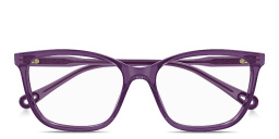 Shop Chloe Logo Signature Wide Rectangle Eyeglasses in Burgundy online.
