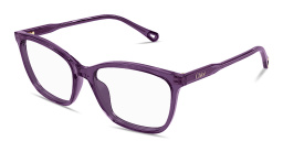 Shop Chloe Logo Signature Wide Rectangle Eyeglasses in Burgundy online.