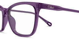Shop Chloe Logo Signature Wide Rectangle Eyeglasses in Burgundy online.