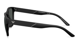 Shop Emporio Armani Eagle Logo Square Sunglasses in Matte Black online.