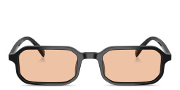 Shop Emporio Armani Eagle Logo Rectangle Sunglasses in Shiny Black online.