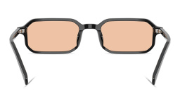 Shop Emporio Armani Eagle Logo Rectangle Sunglasses in Shiny Black online.