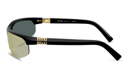 MIU MIU Vertical Logo Wide Half-Rim Oval Sunglasses in Black – Product Photo 3