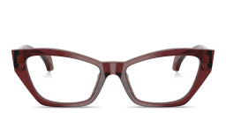 Shop VERSACE Logo Signature Cat-Eye Eyeglasses in Red online.