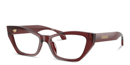 Shop VERSACE Logo Signature Cat-Eye Eyeglasses in Red online.