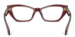 Shop VERSACE Logo Signature Cat-Eye Eyeglasses in Red online.