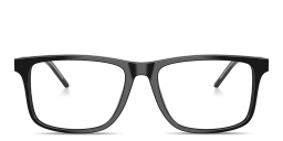 Shop Emporio Armani Eagle Logo Square Eyeglasses in Shiny Black online.