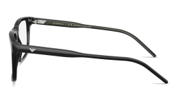 Shop Emporio Armani Eagle Logo Square Eyeglasses in Shiny Black online.