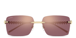 Shop Cartier Clash de Cartier Rimless Rectangle Sunglasses in Gold online.