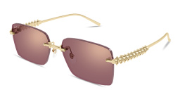 Shop Cartier Clash de Cartier Rimless Rectangle Sunglasses in Gold online.