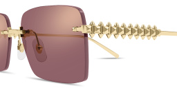 Shop Cartier Clash de Cartier Rimless Rectangle Sunglasses in Gold online.