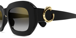 Shop Cartier Panthère de Cartier Rectangle Sunglasses in Black online.