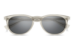 Shop SAINT LAURENT Logo Signature Round Sunglasses in Transparent Beige online.