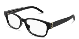 Shop SAINT LAURENT YSL Logo Unisex Rectangle Eyeglasses in Black online.