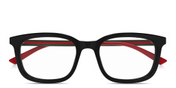 Shop GUCCI Web Rectangle Eyeglasses in Black online.